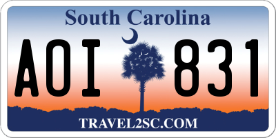 SC license plate AOI831