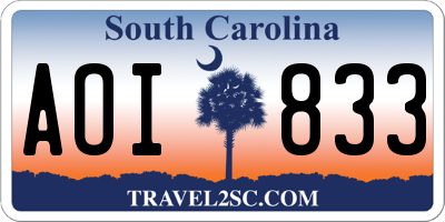 SC license plate AOI833