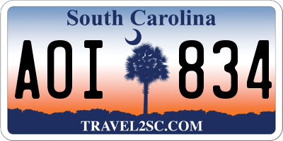 SC license plate AOI834
