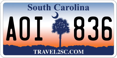 SC license plate AOI836