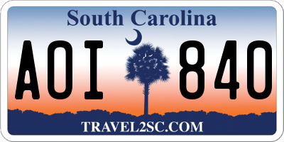 SC license plate AOI840