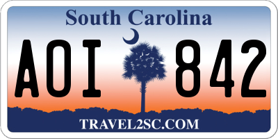 SC license plate AOI842