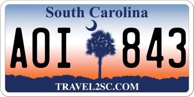 SC license plate AOI843