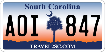 SC license plate AOI847