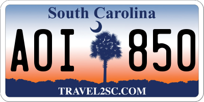 SC license plate AOI850