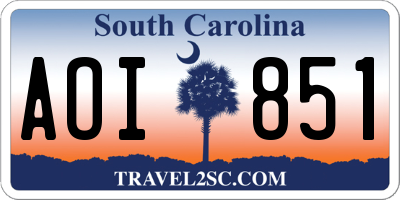 SC license plate AOI851