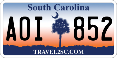 SC license plate AOI852
