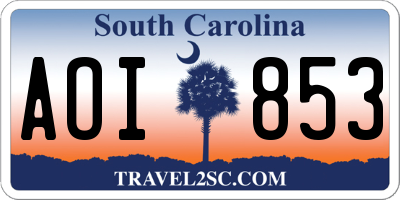 SC license plate AOI853