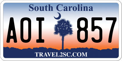 SC license plate AOI857