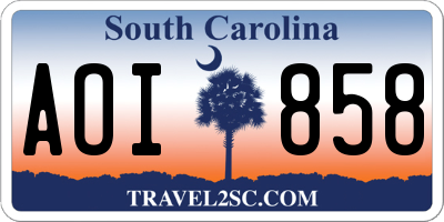 SC license plate AOI858