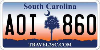 SC license plate AOI860