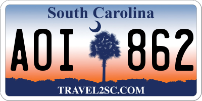 SC license plate AOI862
