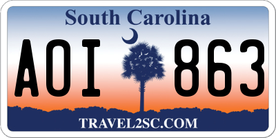 SC license plate AOI863