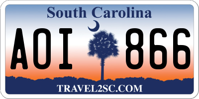 SC license plate AOI866