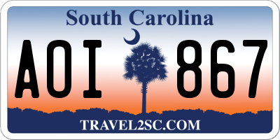 SC license plate AOI867