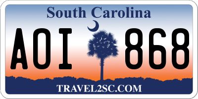 SC license plate AOI868