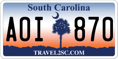 SC license plate AOI870