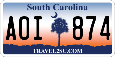 SC license plate AOI874