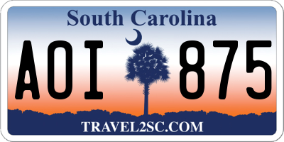 SC license plate AOI875