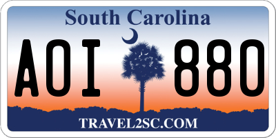 SC license plate AOI880