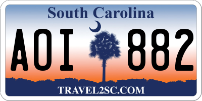 SC license plate AOI882