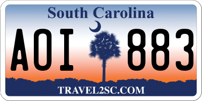 SC license plate AOI883