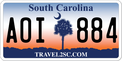 SC license plate AOI884