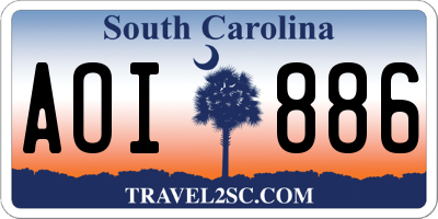 SC license plate AOI886