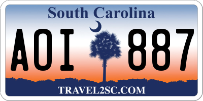 SC license plate AOI887