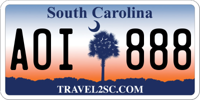SC license plate AOI888