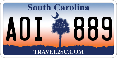 SC license plate AOI889