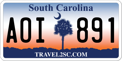 SC license plate AOI891