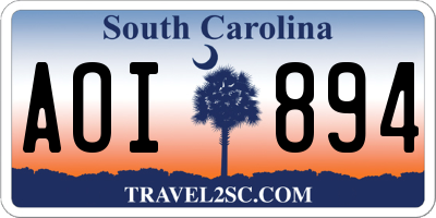 SC license plate AOI894