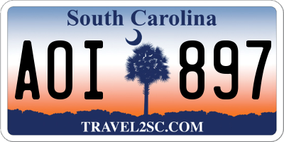 SC license plate AOI897