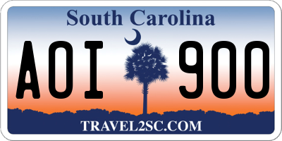 SC license plate AOI900