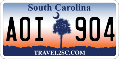 SC license plate AOI904