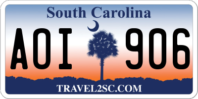 SC license plate AOI906