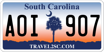 SC license plate AOI907