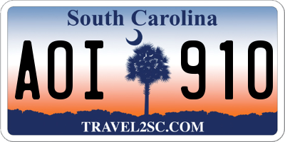 SC license plate AOI910