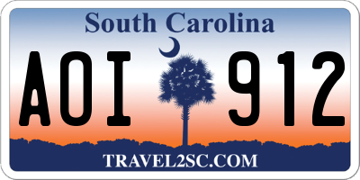 SC license plate AOI912