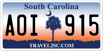 SC license plate AOI915