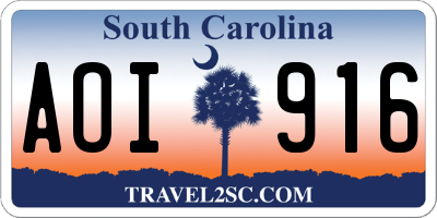 SC license plate AOI916