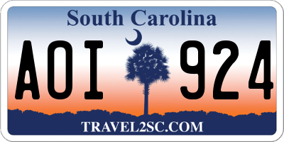 SC license plate AOI924