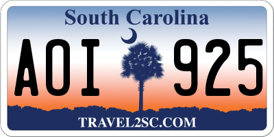 SC license plate AOI925