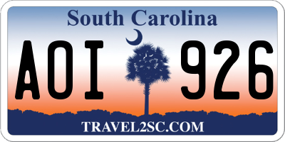 SC license plate AOI926
