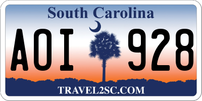 SC license plate AOI928