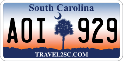 SC license plate AOI929