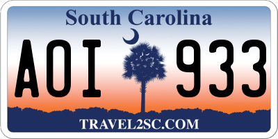 SC license plate AOI933