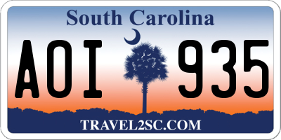SC license plate AOI935