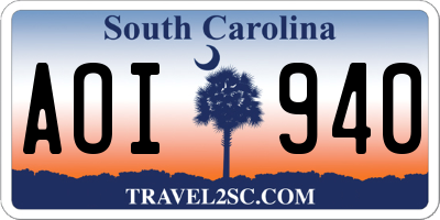 SC license plate AOI940